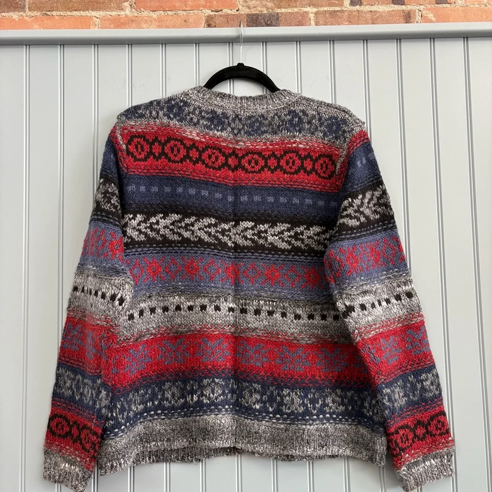 Tangents Red and Blue Patterned Zip-Up Sweater - Picture 4 of 7